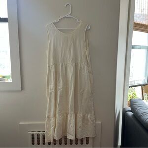 Tradlands Sleeveless Birdie Dress Layered Tiered White Midi Tie Birch M